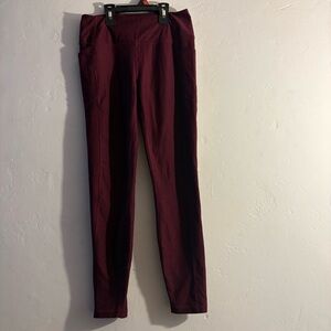 VSX Victoria’s Secret Sport Leggings Burgundy High Rise Pocket Athletic Size M